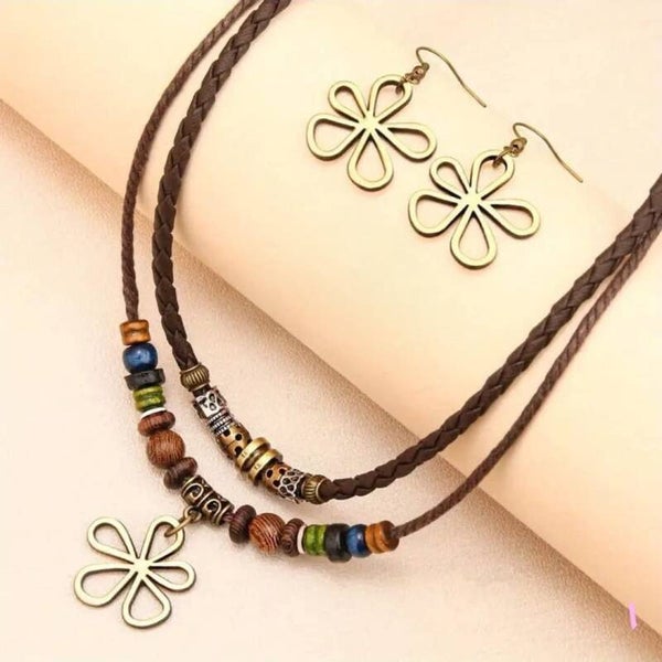 Brown Necklace & Earring Set.