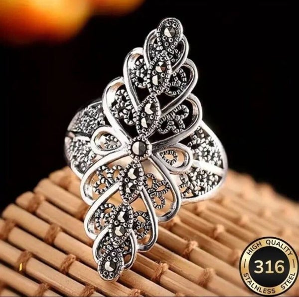 Stainless Steel Filigree Adjustable Ring!