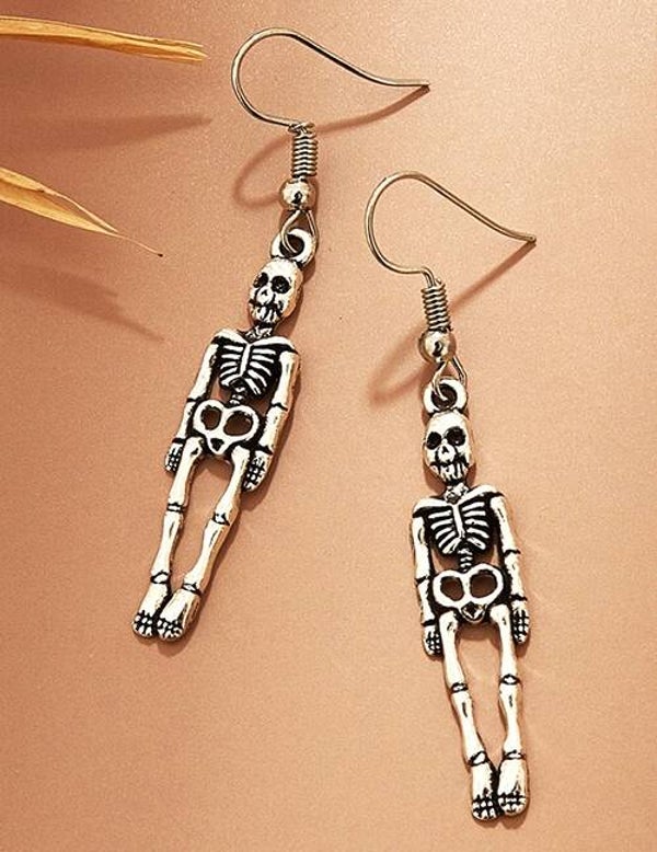 Fashion Silver Halloween Skull Earrings