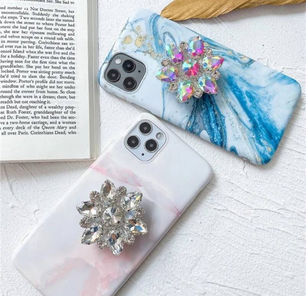 Luxury Floral Rhinestone Phone Grip