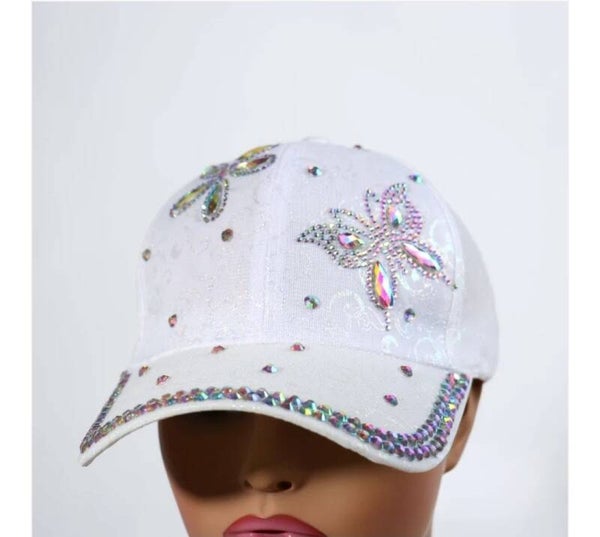 Fashion Butterfly Design Hat W/AB Rhinestones