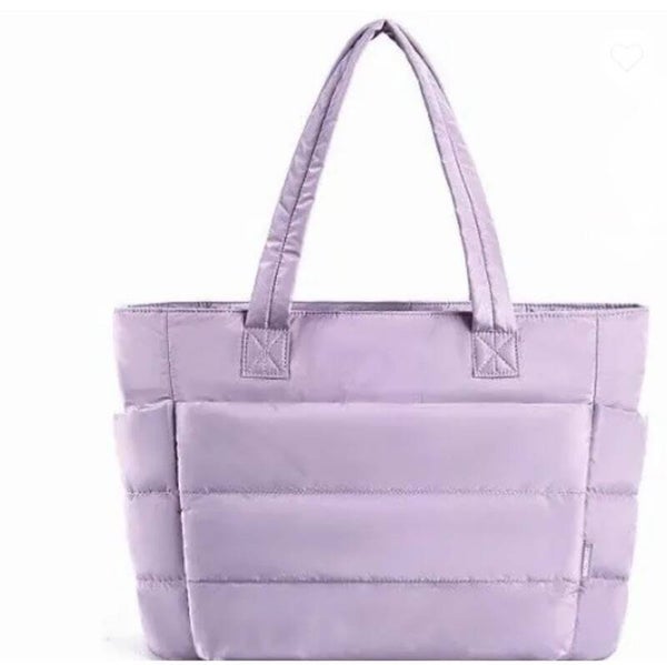 Women Quilted Puffer Tote Bag Lightweight Nylon Puffy Shoulder Handbag