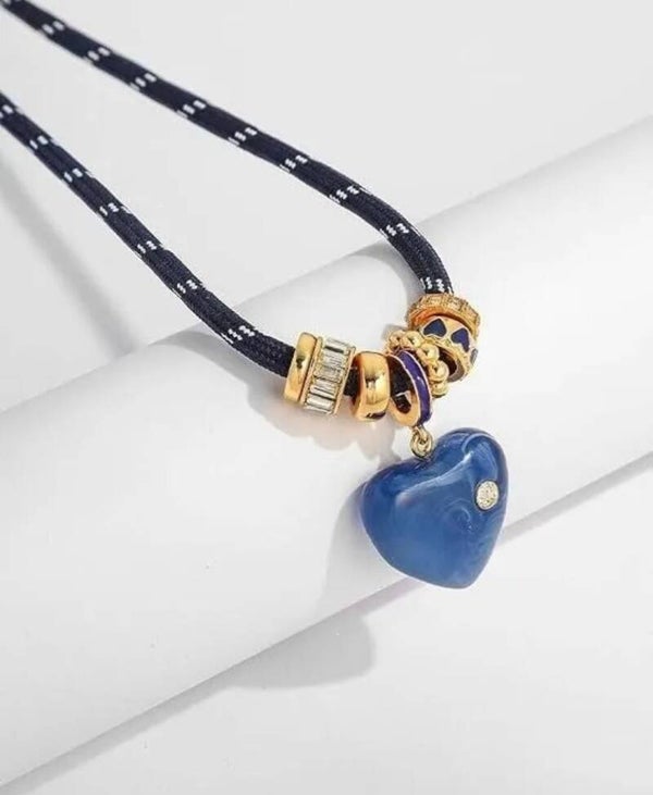 Heart Pendant Woven Rope Chain Necklace