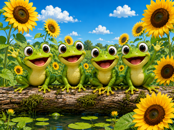 5 Frogs on a Log