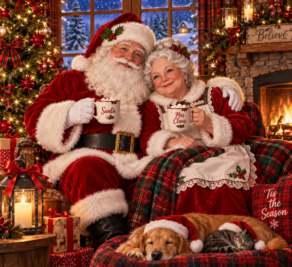 Cozy Santa and Mrs Claus