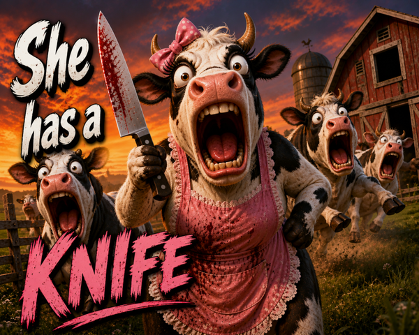 She has a Knife Cows