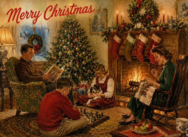 Warm Family Christmas by the Fire