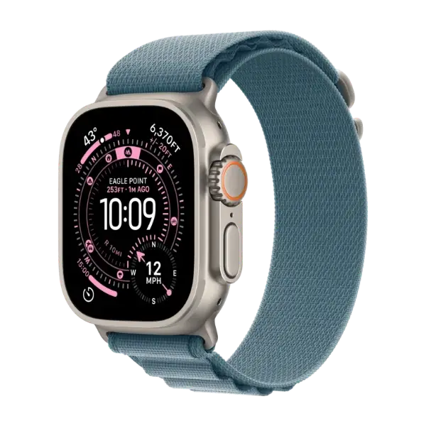 Apple Watch Ultra 3 GPS + Cell 49 mm naturlig titan, lyseblå Alpine Loop - S