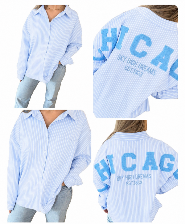Blauwe Oversized Blouse chicago