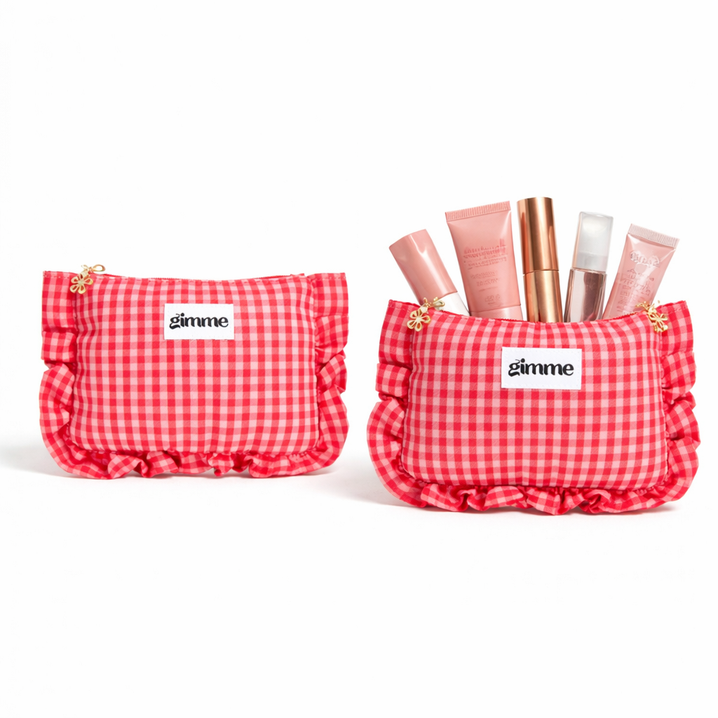 Make-uptas Ruitjes Roze/Rood – Stijlvol & Praktisch