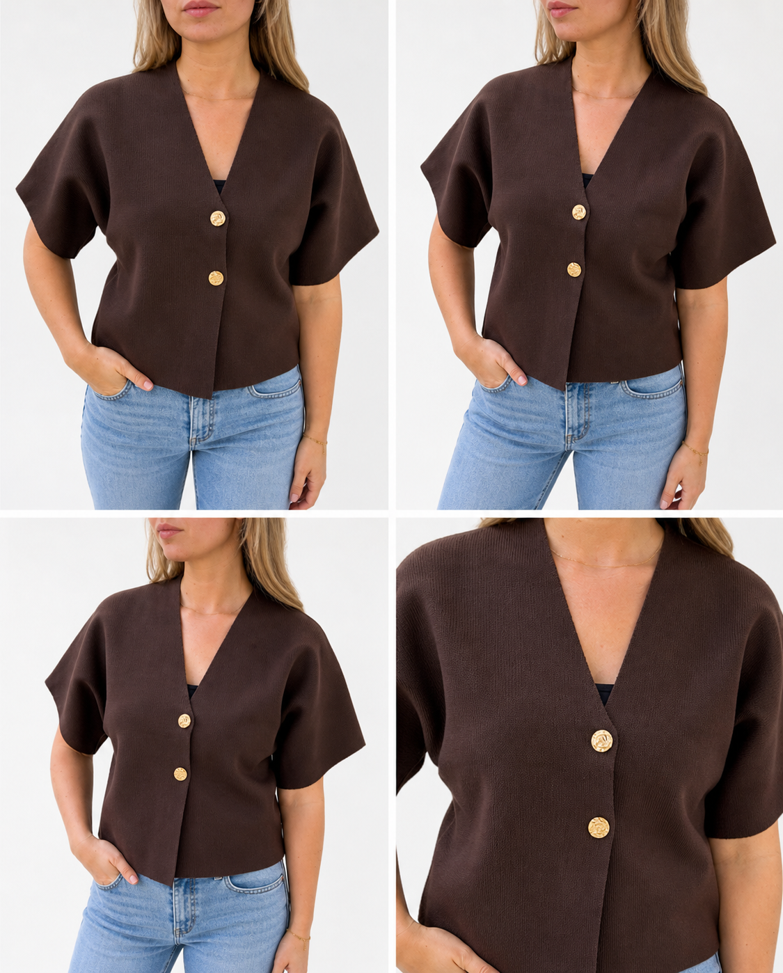 Chique bruin vest met gouden knopen