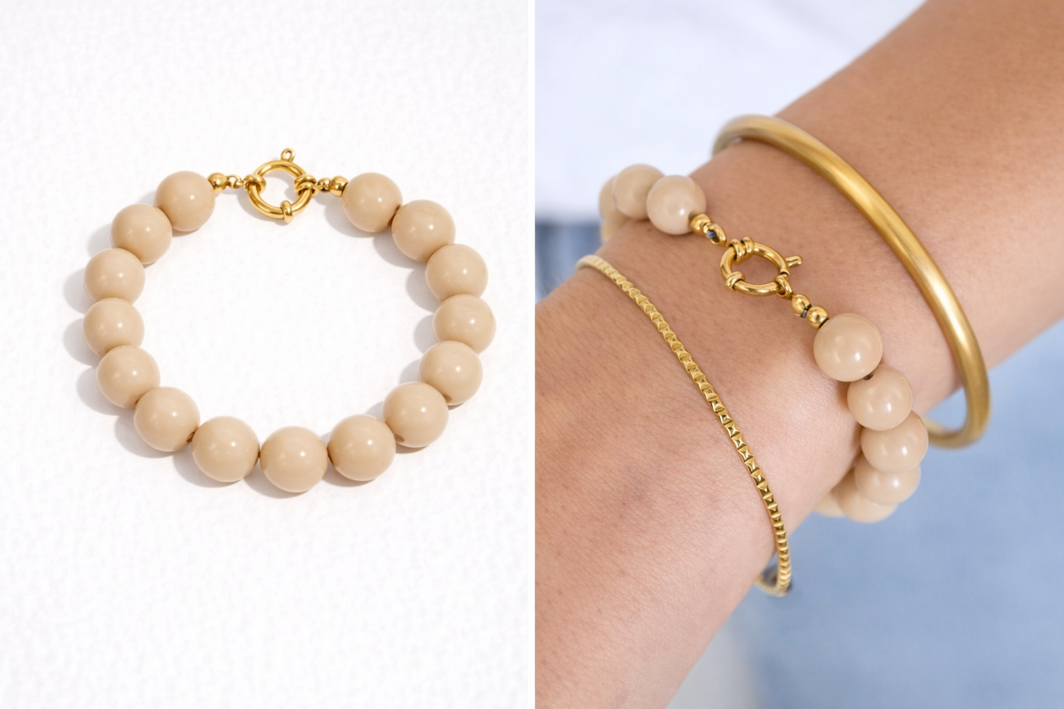 Armband Donker Beige – Roestvrijstaal