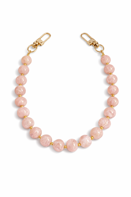 Trendy telefoonkoord roze marmer kralen