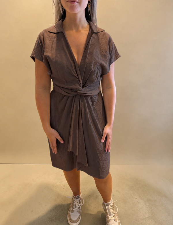 Viscose jurk bruin