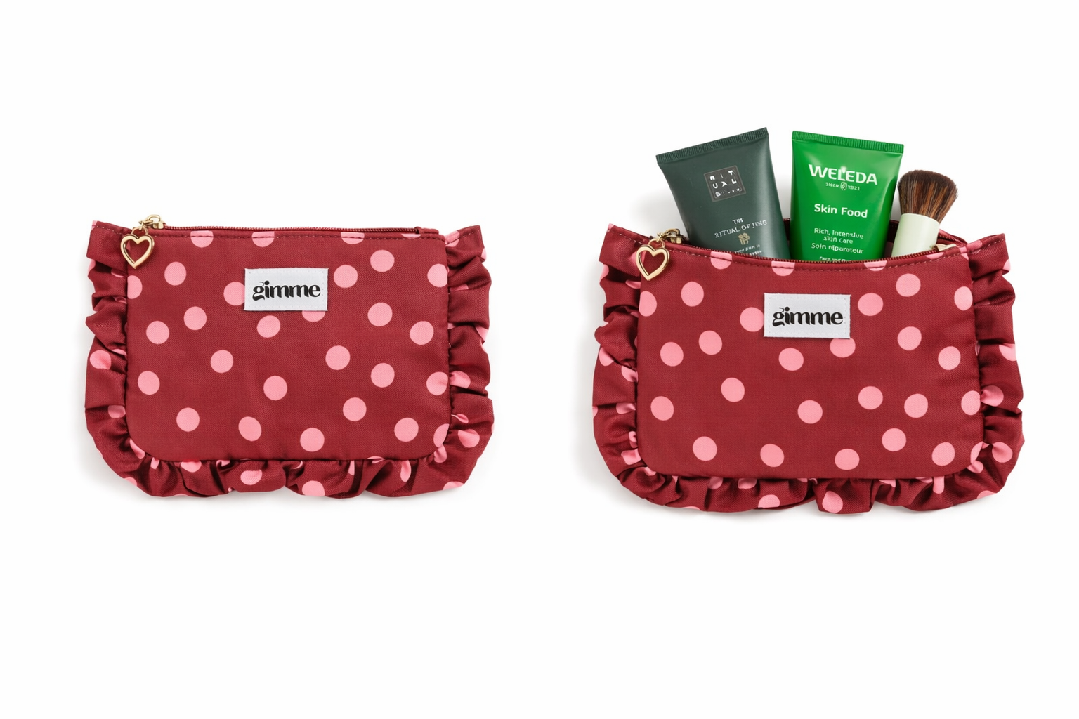 Make-up tas rood met roze stippen – speels & stijlvol