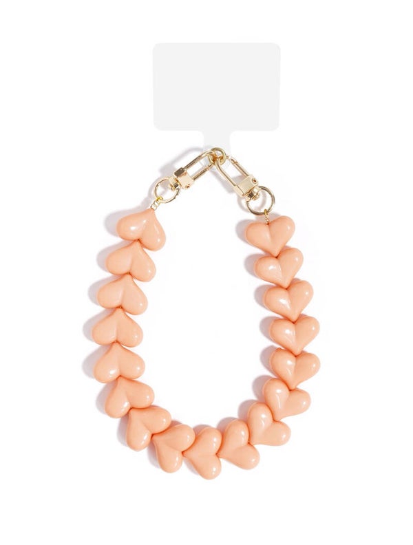 Trendy telefoonkoord koraal roze hartjes