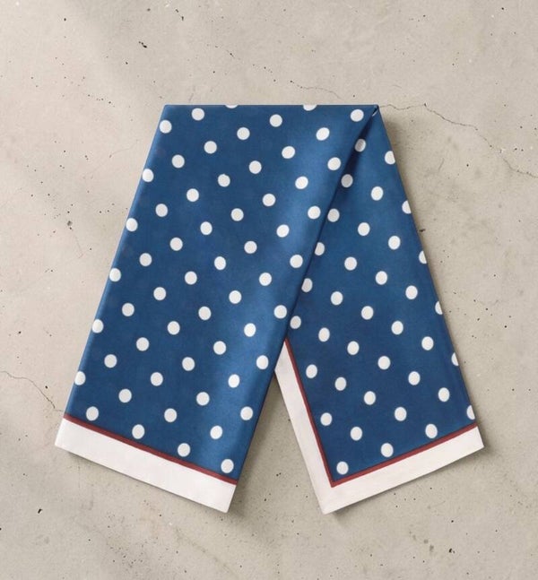 Polyester sjaal met stippen – blauw