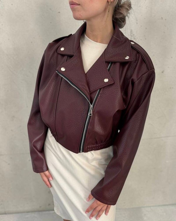 Bordeaux leren look jasje