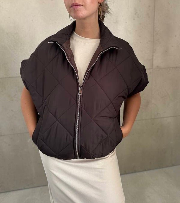 Oversized Bodywarmer Donkerbruin