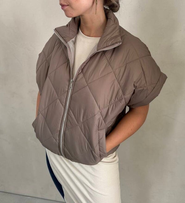 Oversized bodywarmer taupe