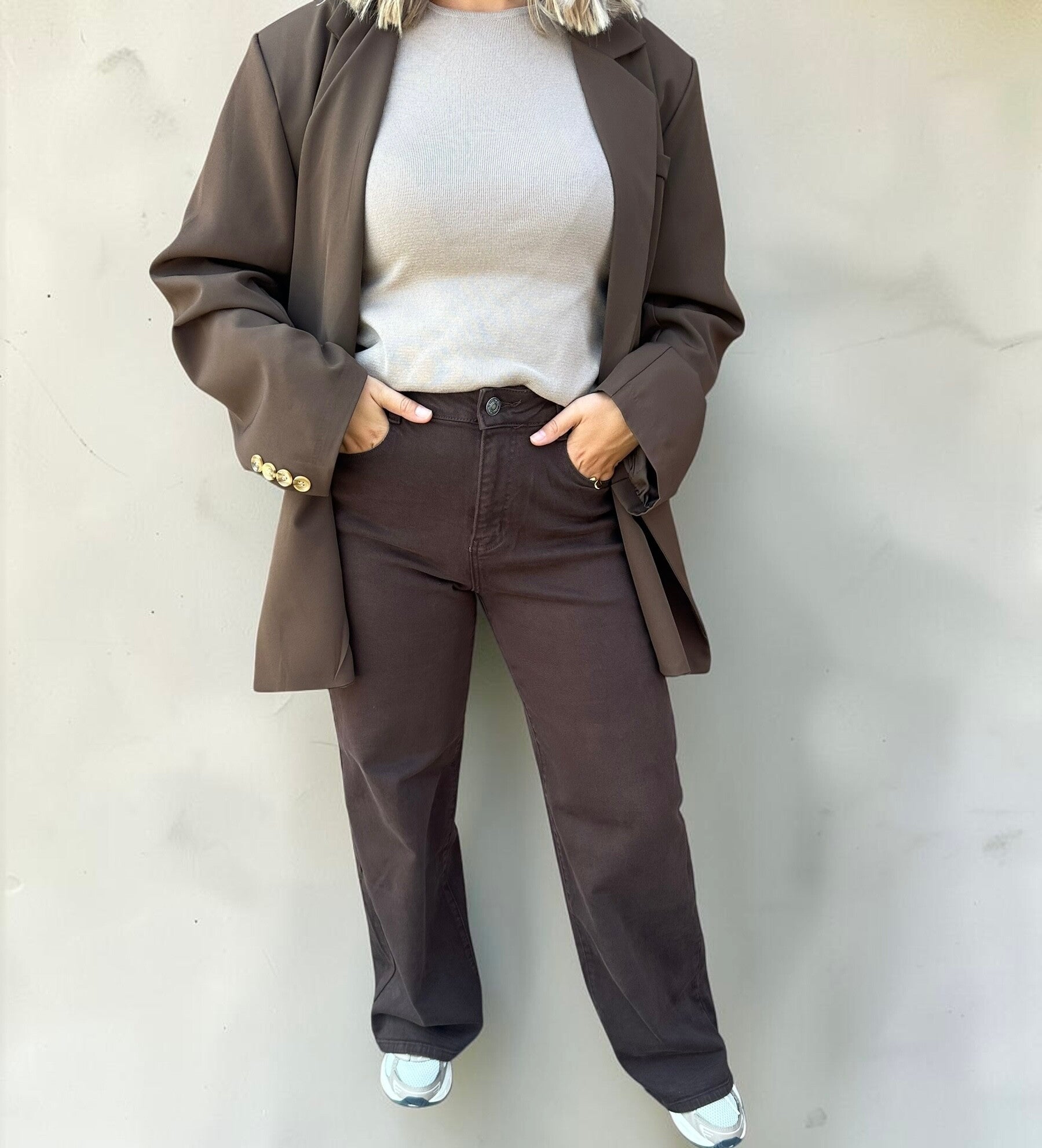 High Waist Wide Leg Jeans – Bruin