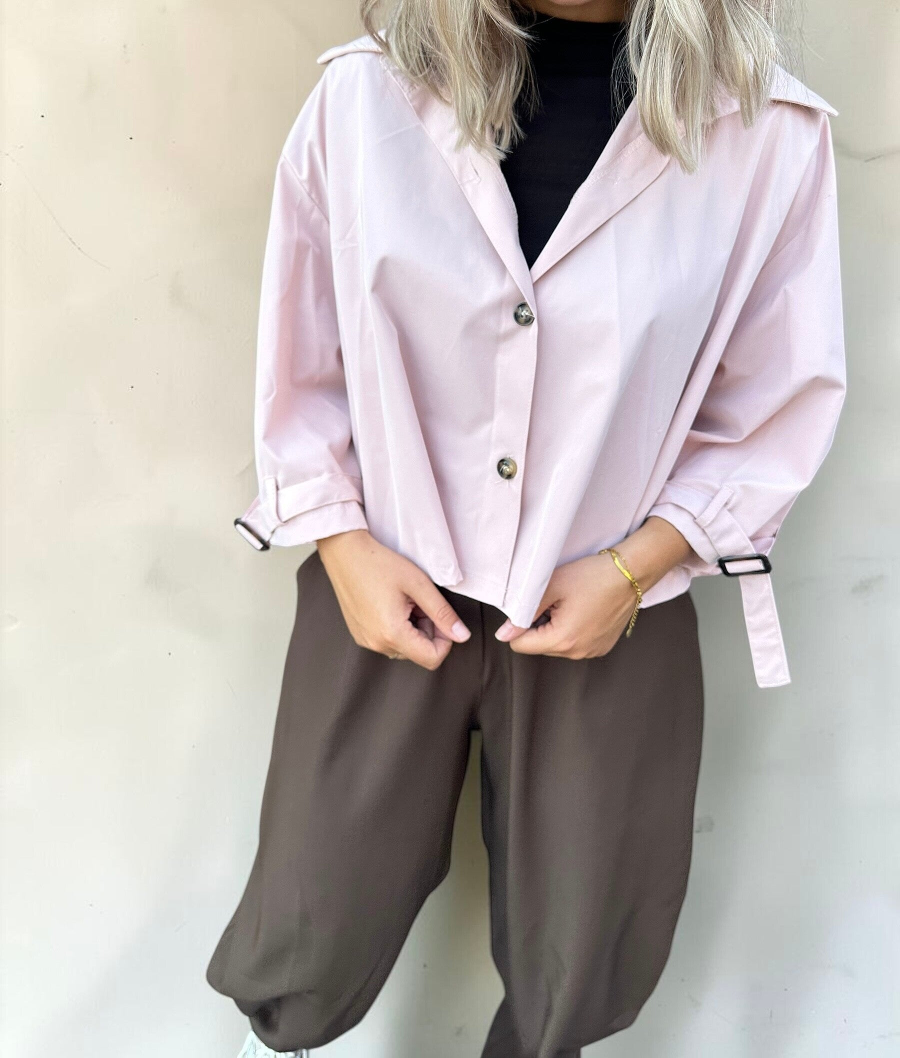 Trendy oversized jasje in licht roze