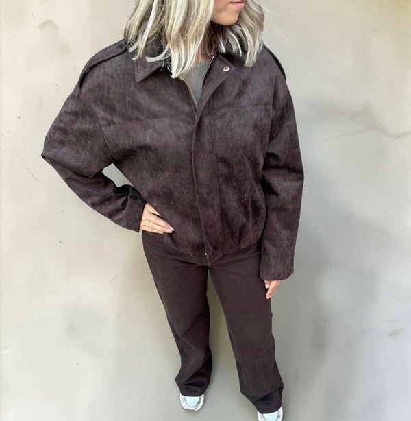 Cropped Jasje – Bruine Suède Look