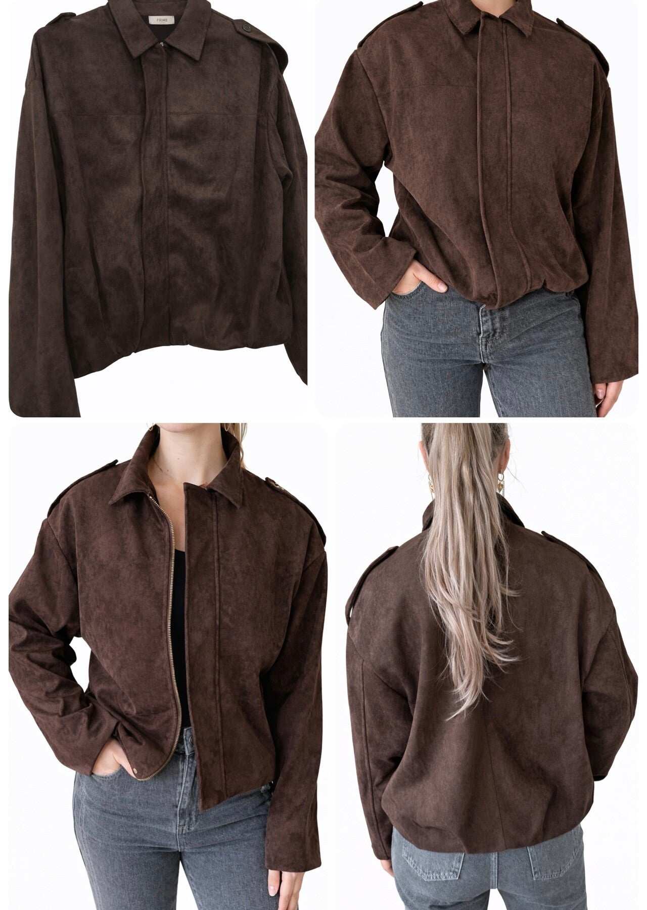 Cropped Jasje – Bruine Suède Look