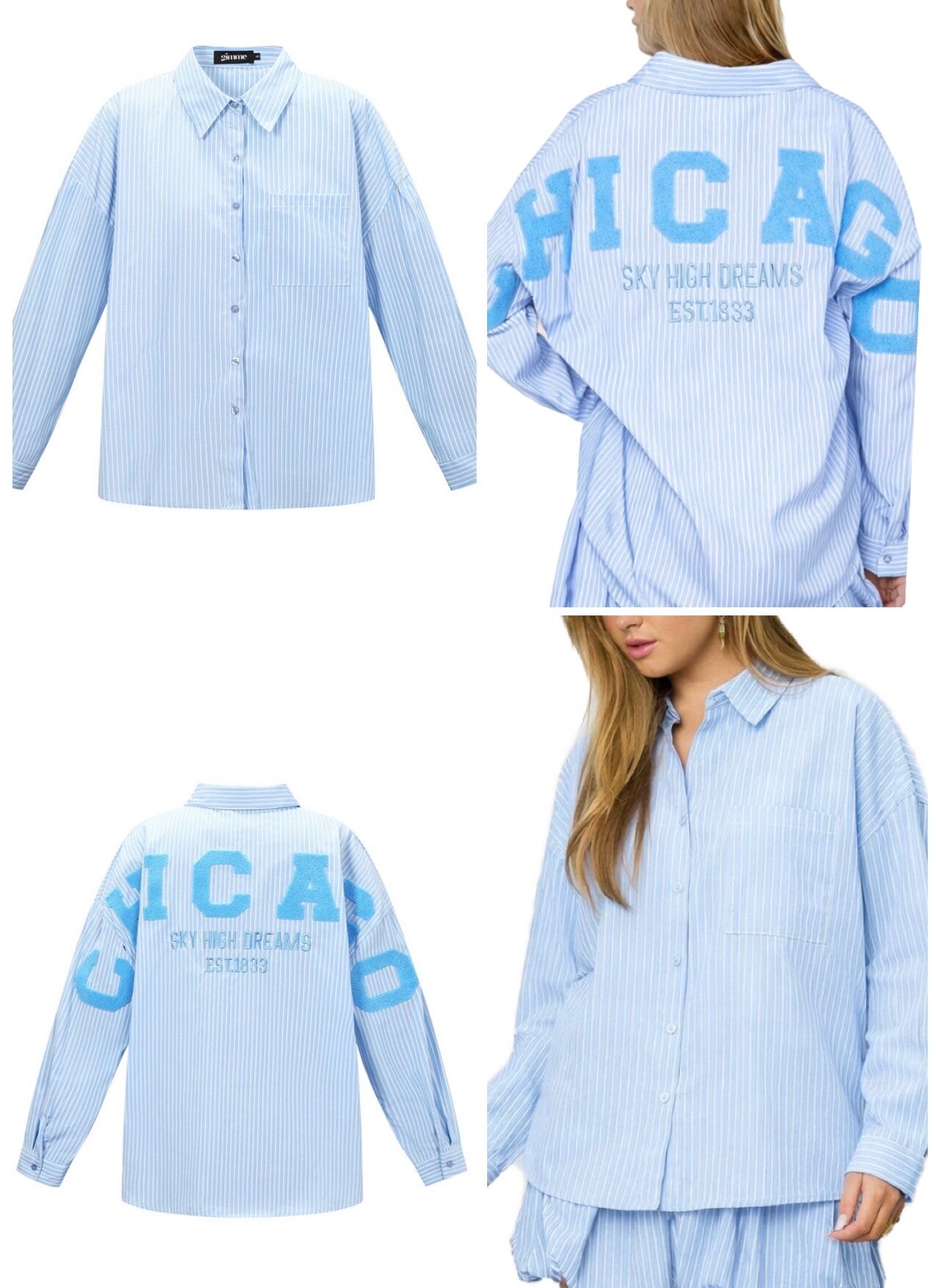 Blauwe Oversized Blouse chicago