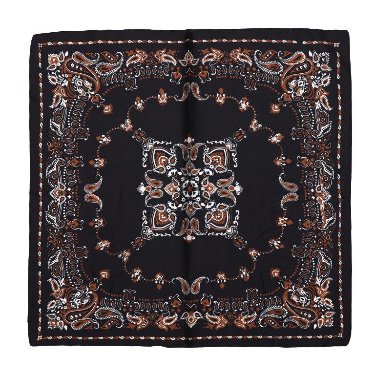 Zwart paisley sjaal met bruine details van polyester