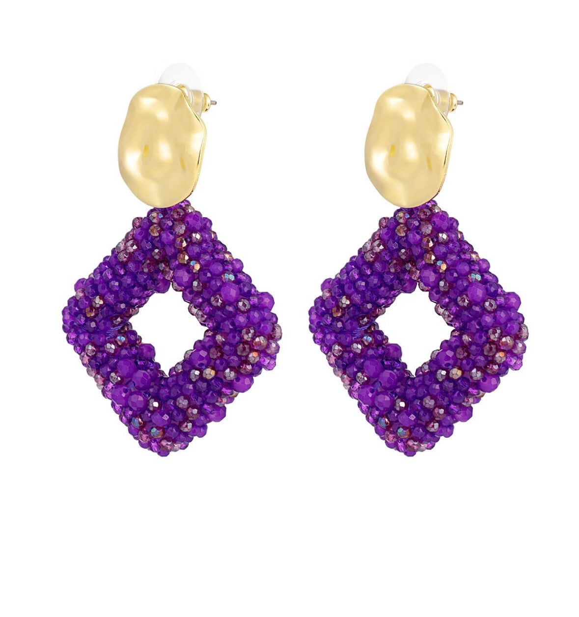 Statement Oorbellen Goud & Paars ✨