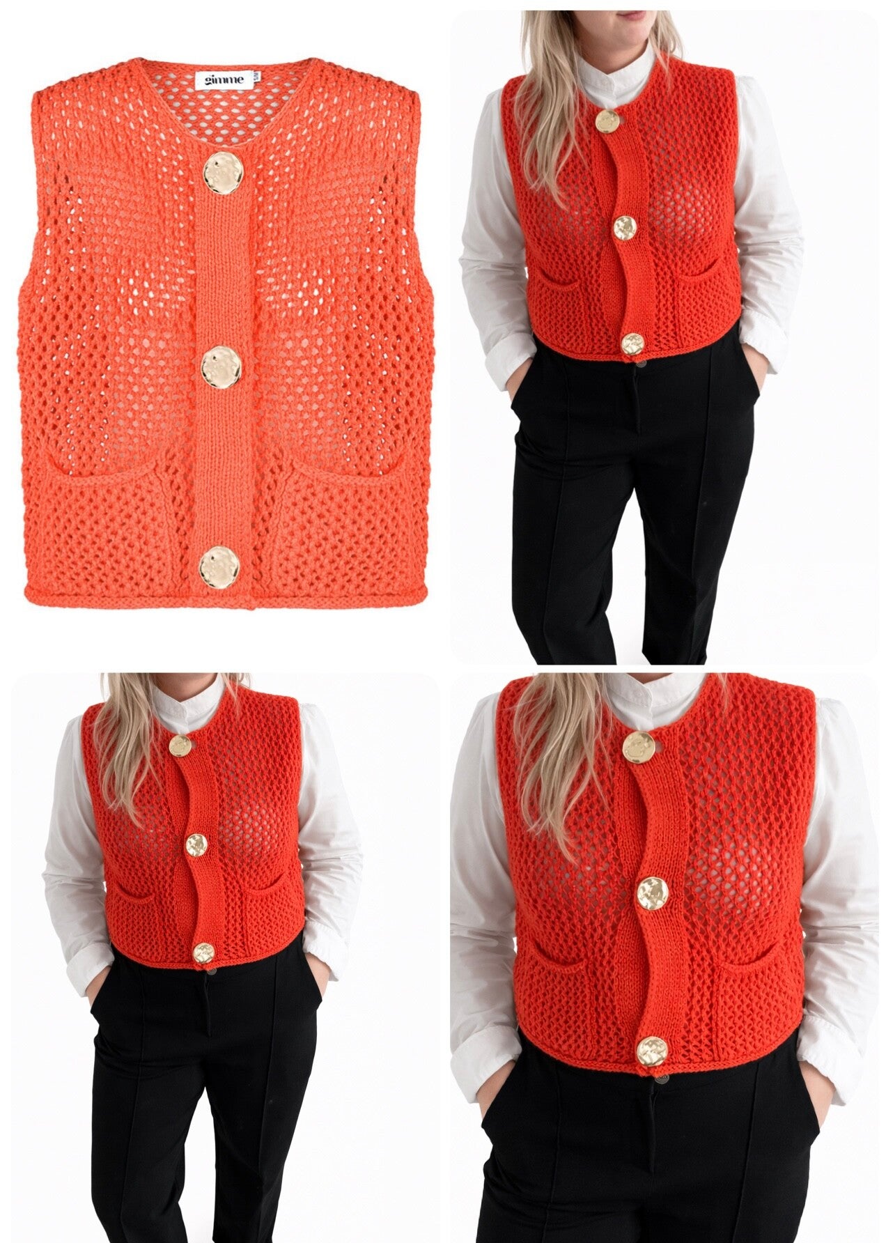 Rode gilet met gouden knopen