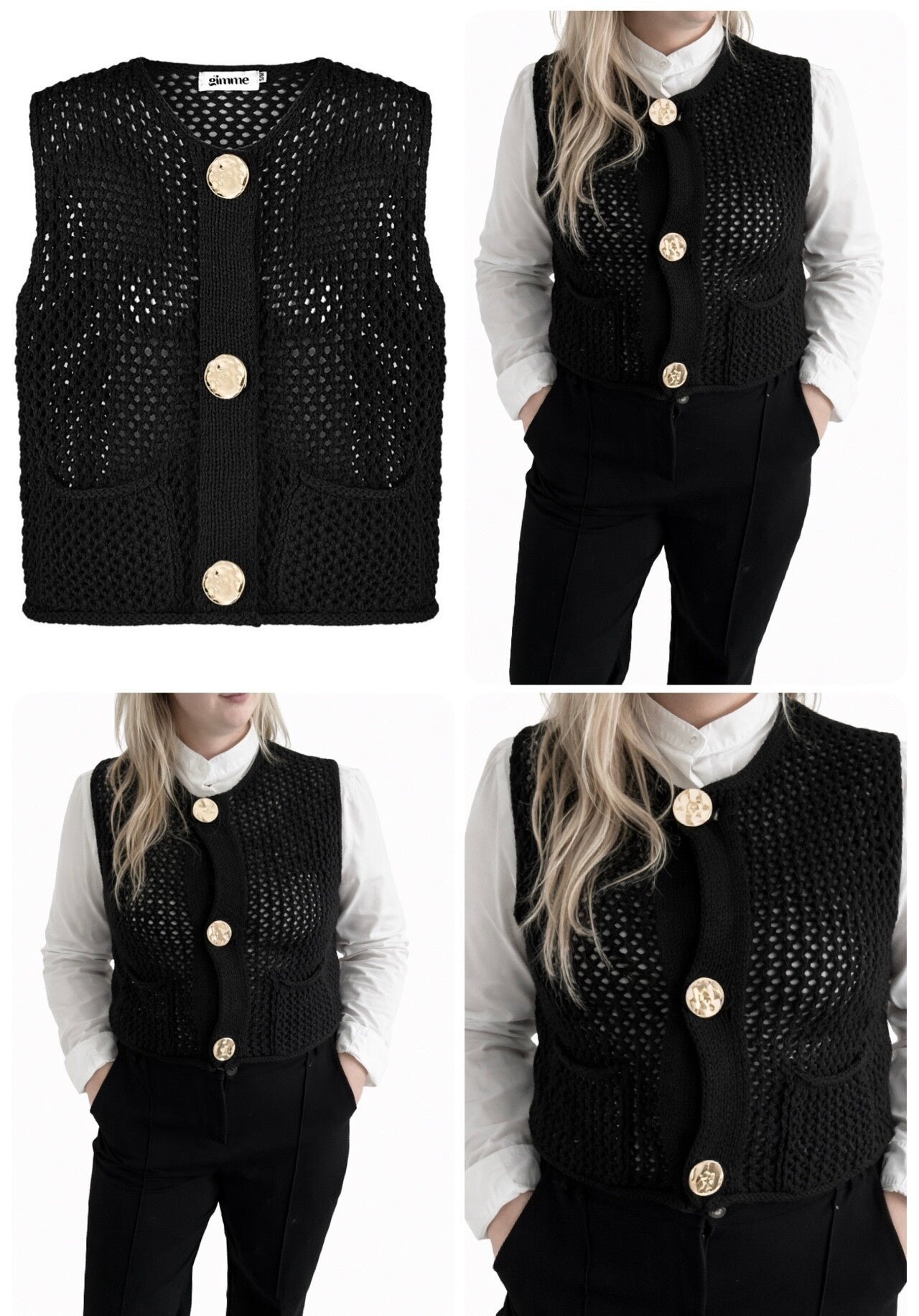 Zwart gilet met gouden knopen