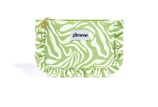 Groene make-up tas met trendy print