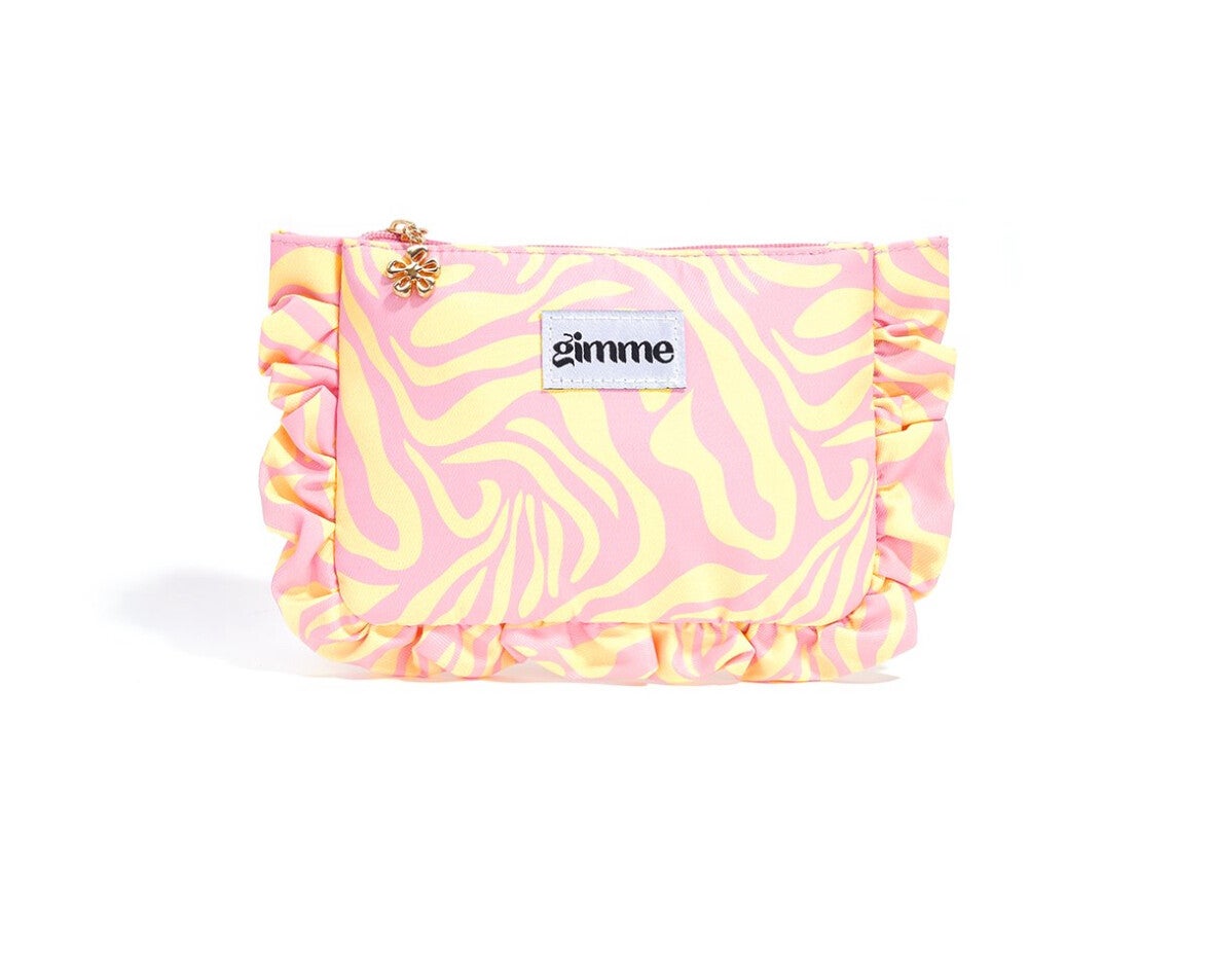 Make-uptas geel met roze – Stijlvol & Praktisch