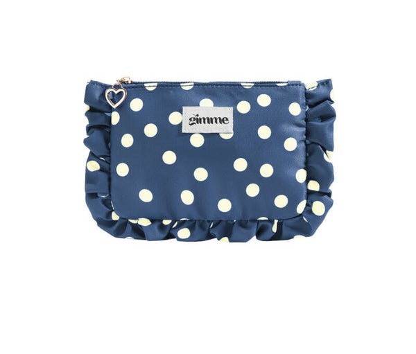 Make-up tas blauw met stippen – stijlvol & praktisch