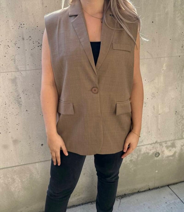 Oversized gilet met panterprint