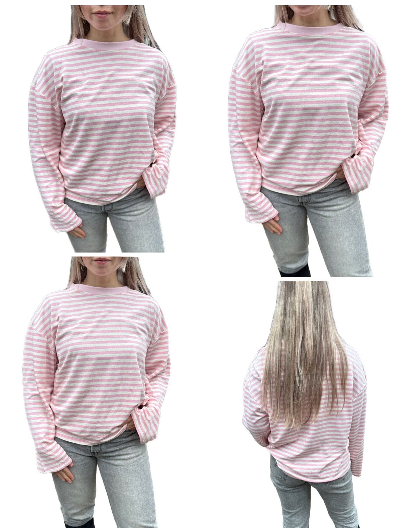 Roze/wit gestreepte trui