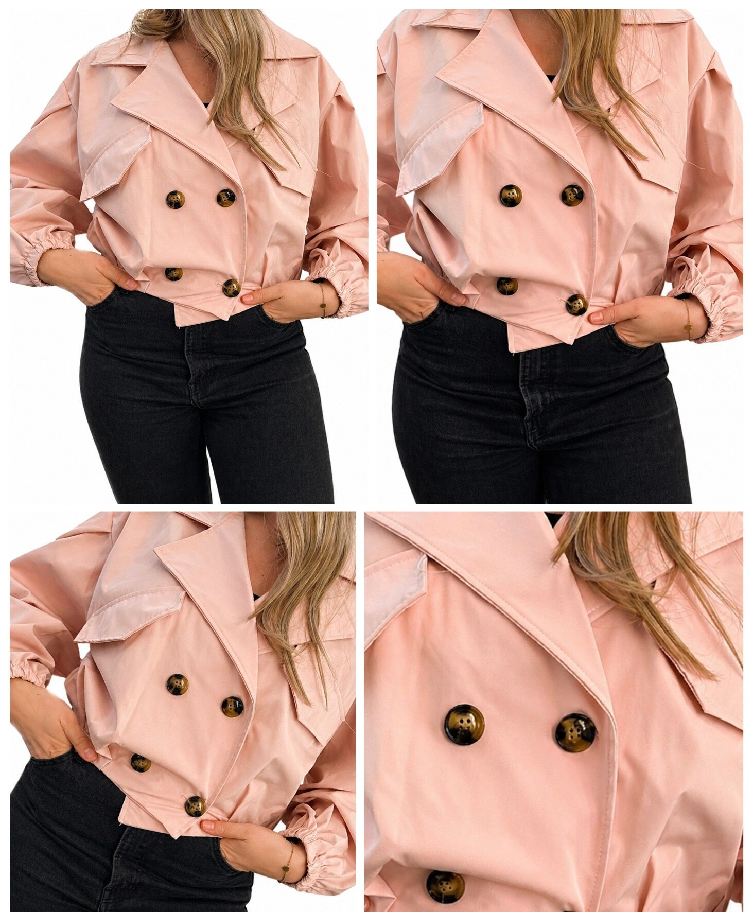 Licht roze cropped jasje