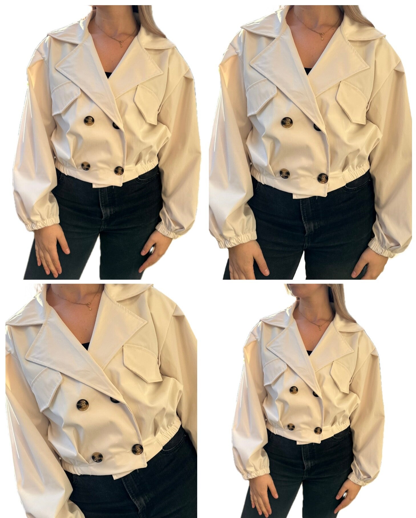 Beige/creme cropped jasje
