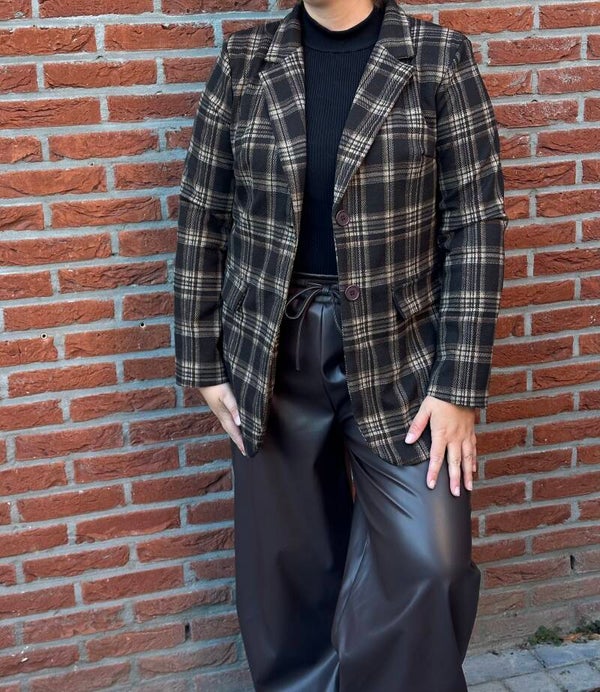 CÉLINE – Geruite Blazer Bruin & Camel