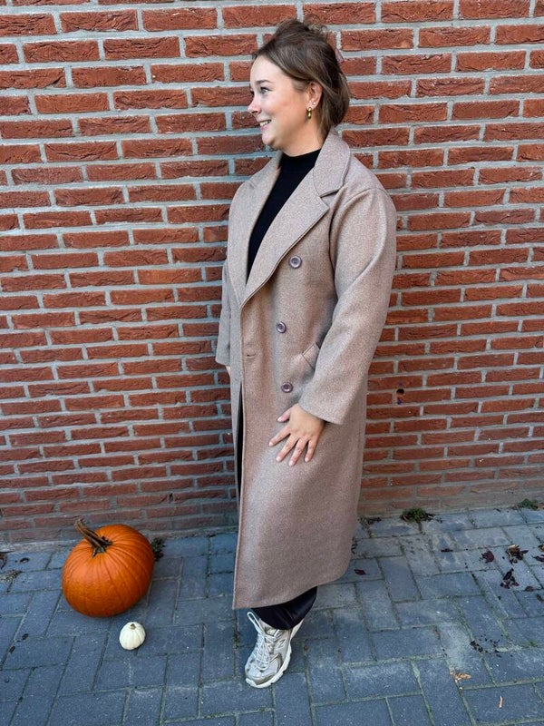 ÉLODIE – Lange Manteljas Taupe