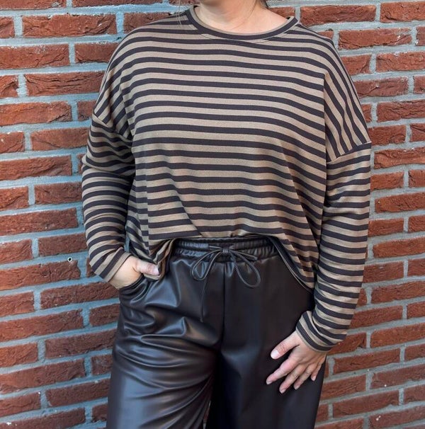 JULIËTTE – Oversized Striped Sweater Bruin/Donkerbruin