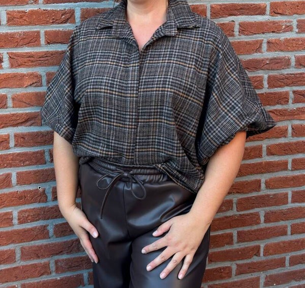 MAËLLE – Balloon Blouse Ruit grijs