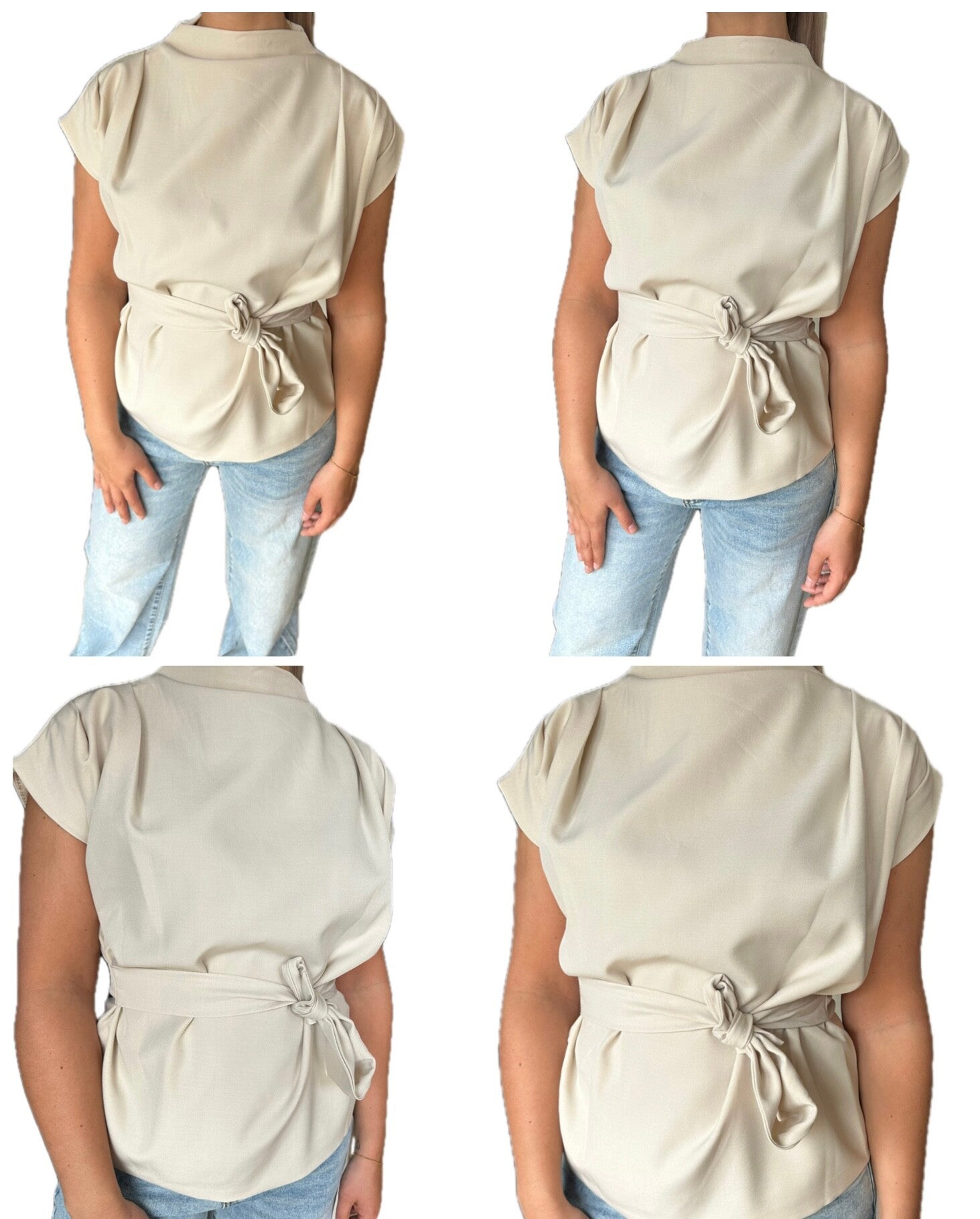 Chique crème top met strikdetail