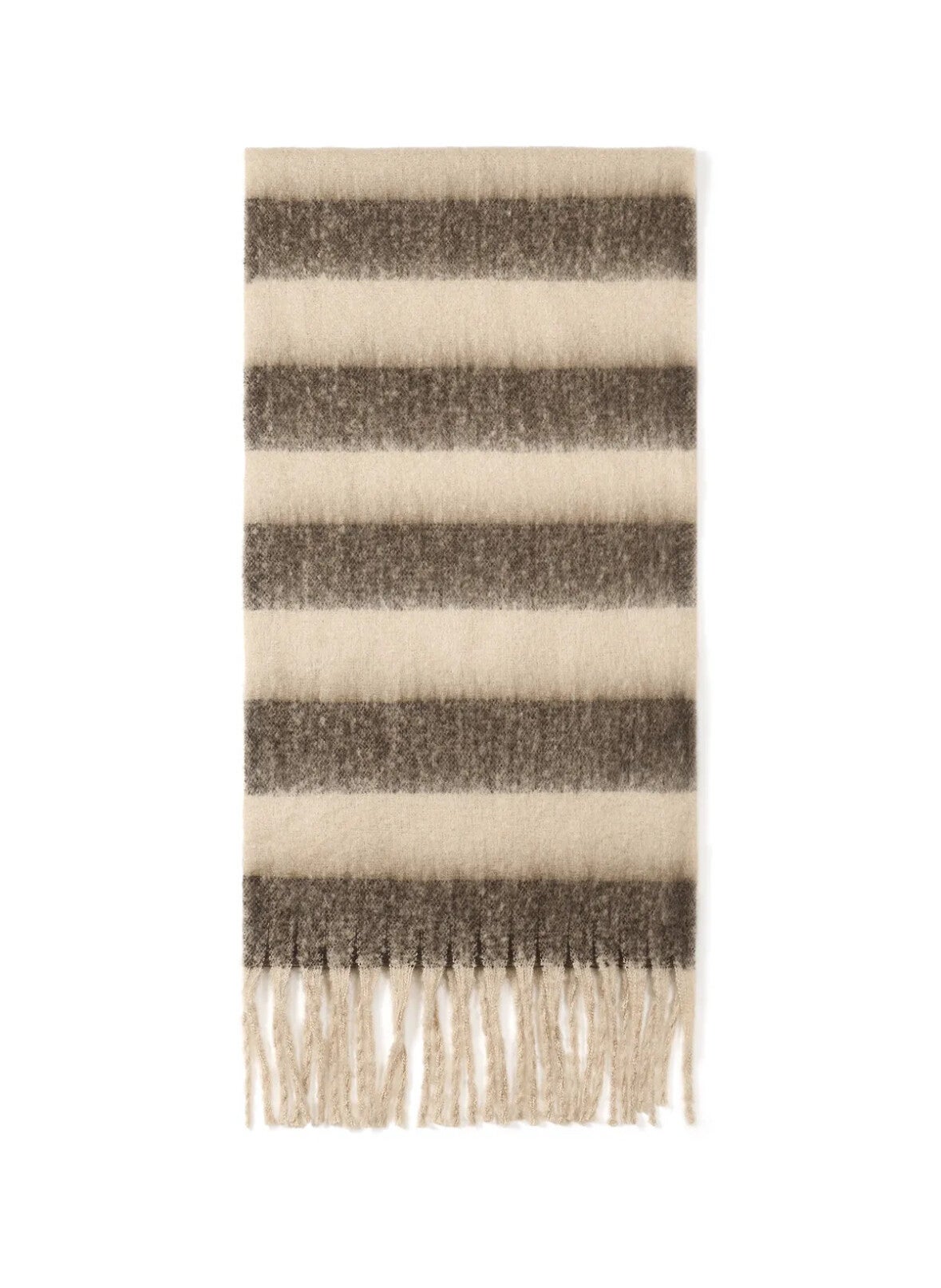 Warme gestreepte sjaal bruin beige