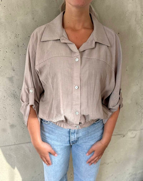 Luchtige blouse taupe