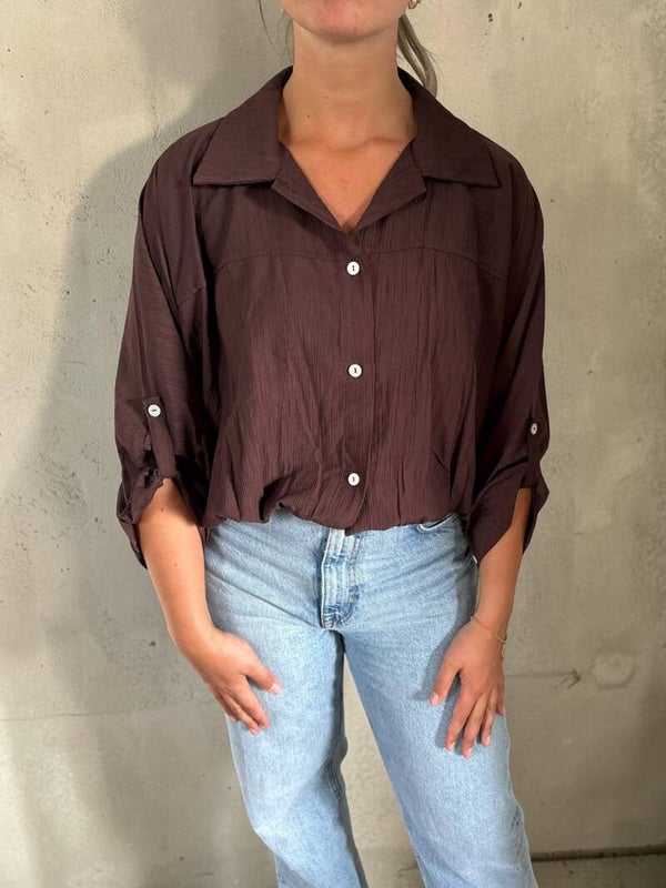 Luchtige blouse bruin