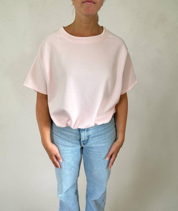 Trendy T-shirt met ballon effect Lichtroze