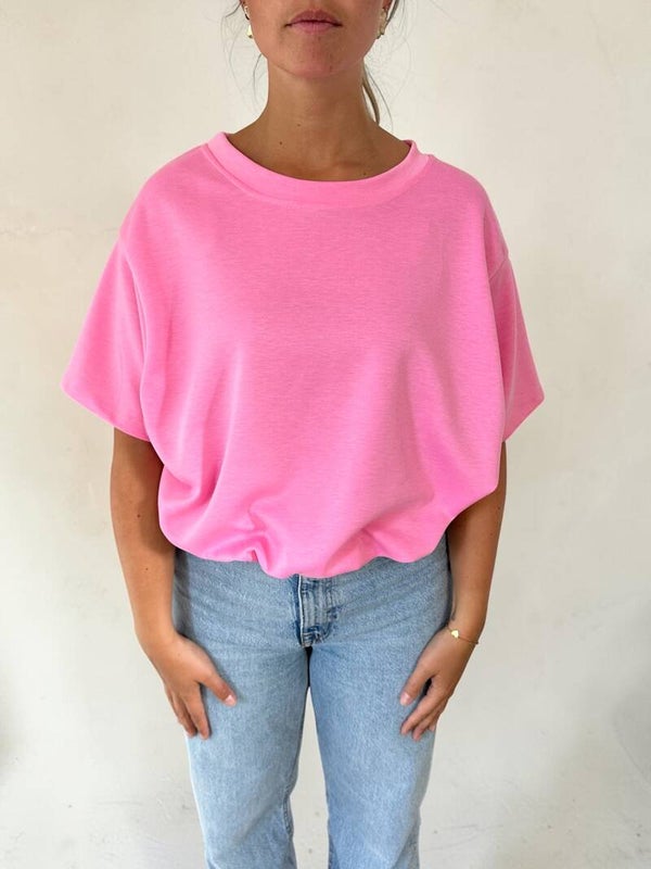 Trendy T-shirt met ballon effect zuurstok roze